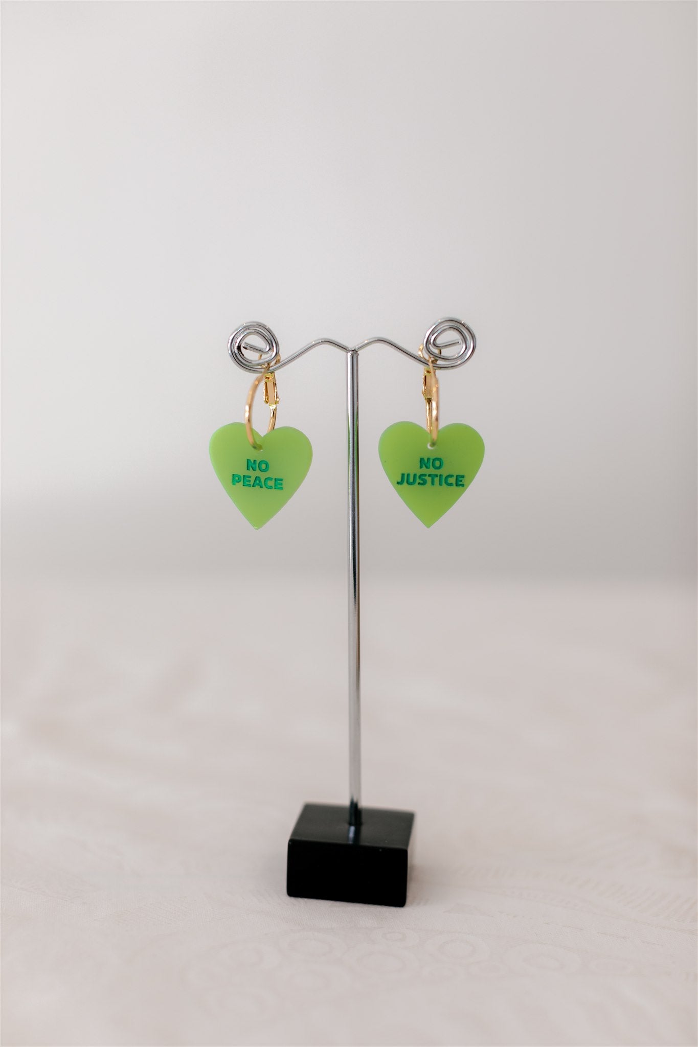 Nungala Creative No Justice No Peace Heart Earrings