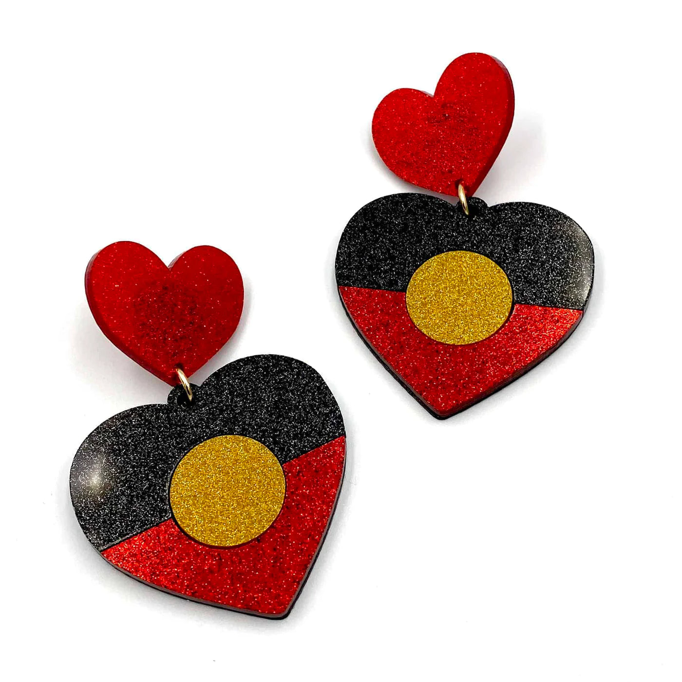 Haus of Dizzy 'Indigenous Pride' Glitter Heart Earrings