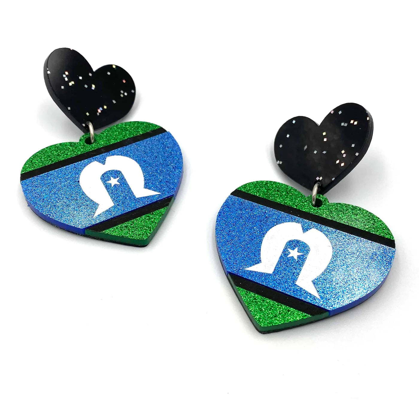 Haus of Dizzy Torres Strait Islander Glitter Heart Earrings