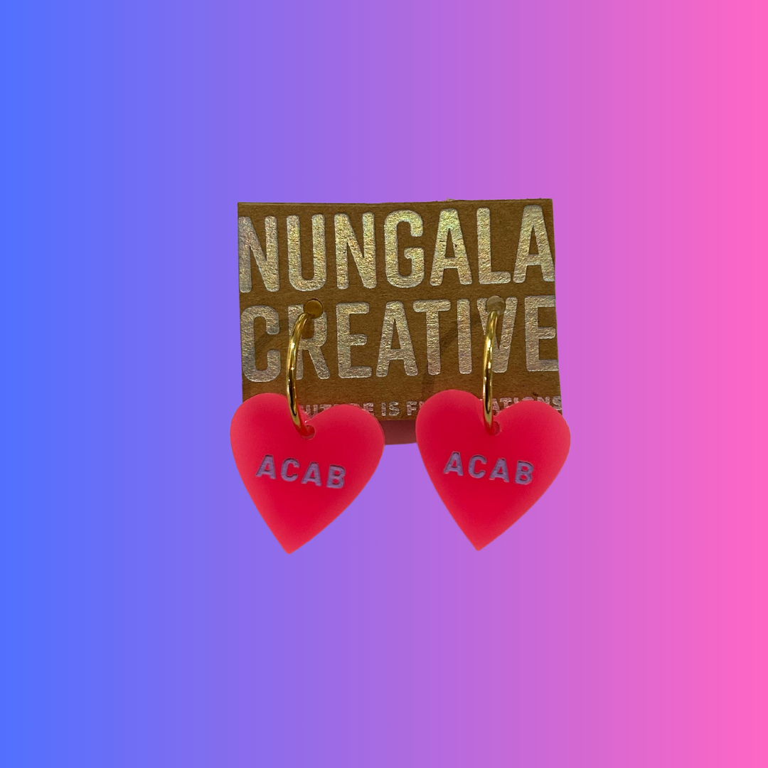 Nungala Creative ACAB Heart Earrings