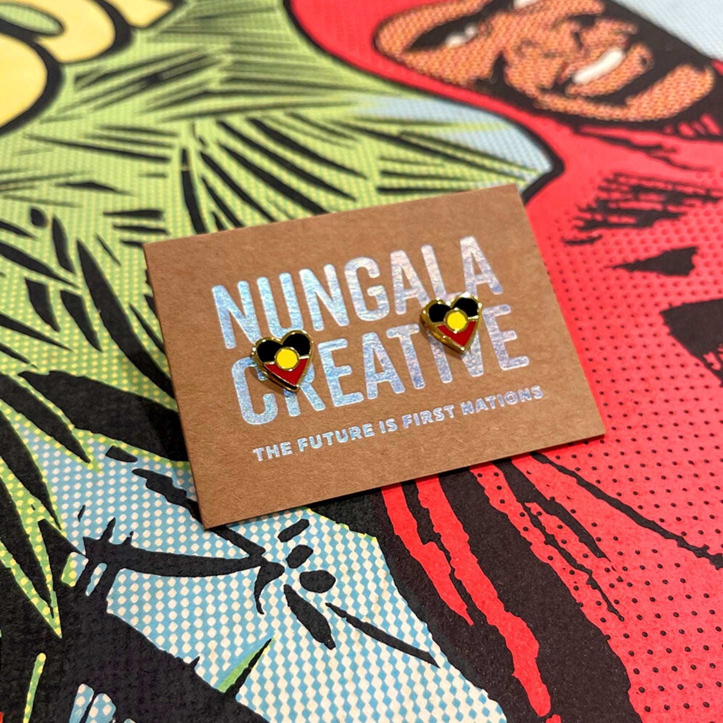 Nungala Creative Blak Heart Earrings